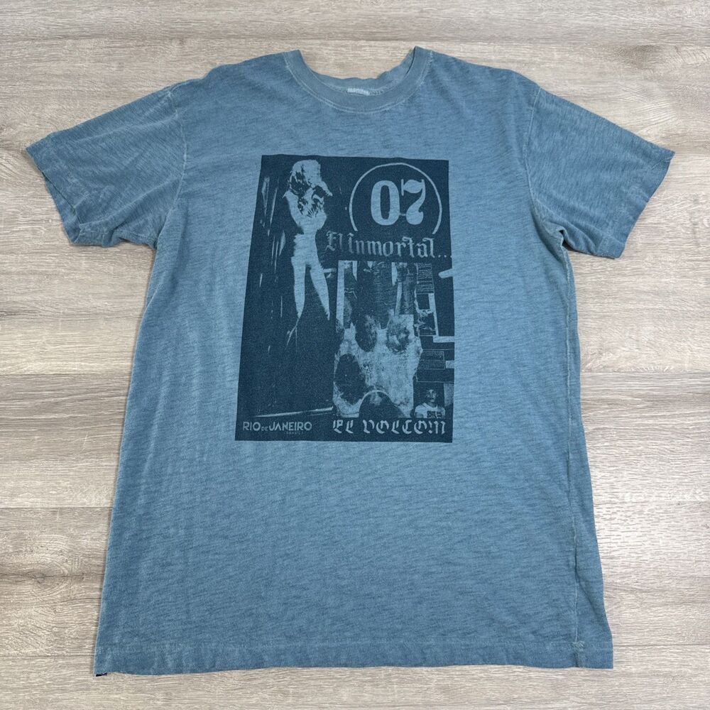 Volcom Shirt Men’s Medium Blue 100% Cotton Rio de Janeiro Skate Streetwear